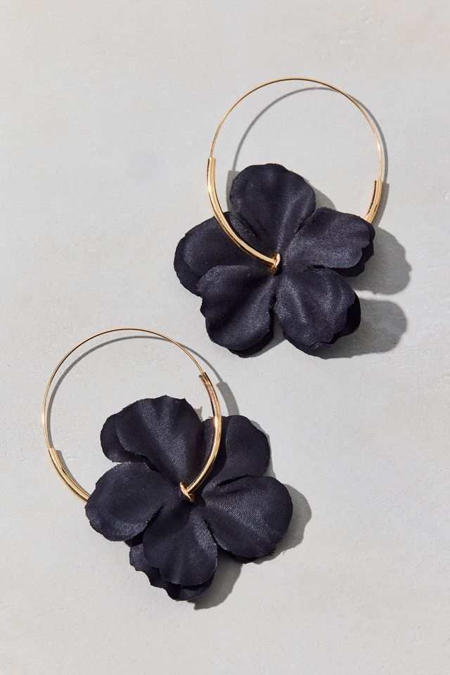 Boucles d'oreilles créoles Bloom à fleurs 3D #1