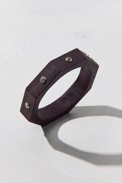 Studded Faceted Wooden Bangle Bracelet