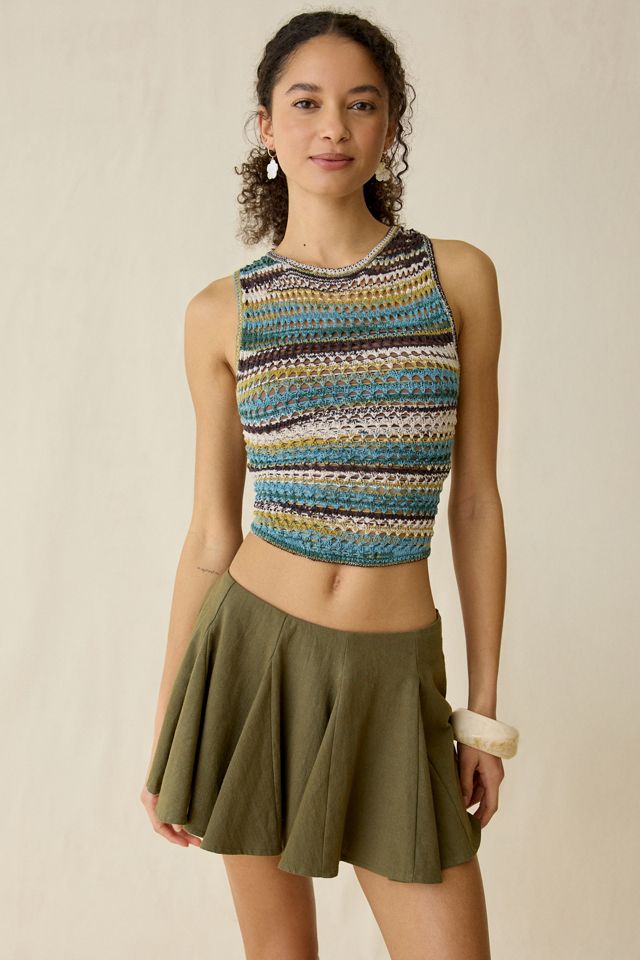 Jupe-short mini Nessa en coton texturé à godets Kimchi Blue #2