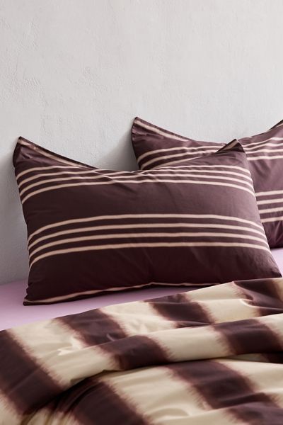 Ensemble de taies d'oreiller en percale de coton à motif rayé Cabana Dye