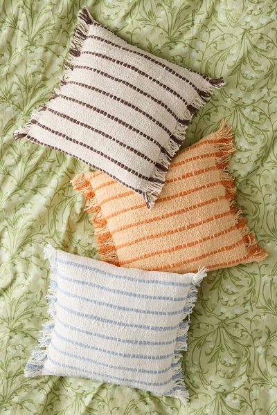 Lou Striped Fringe Throw Pillow