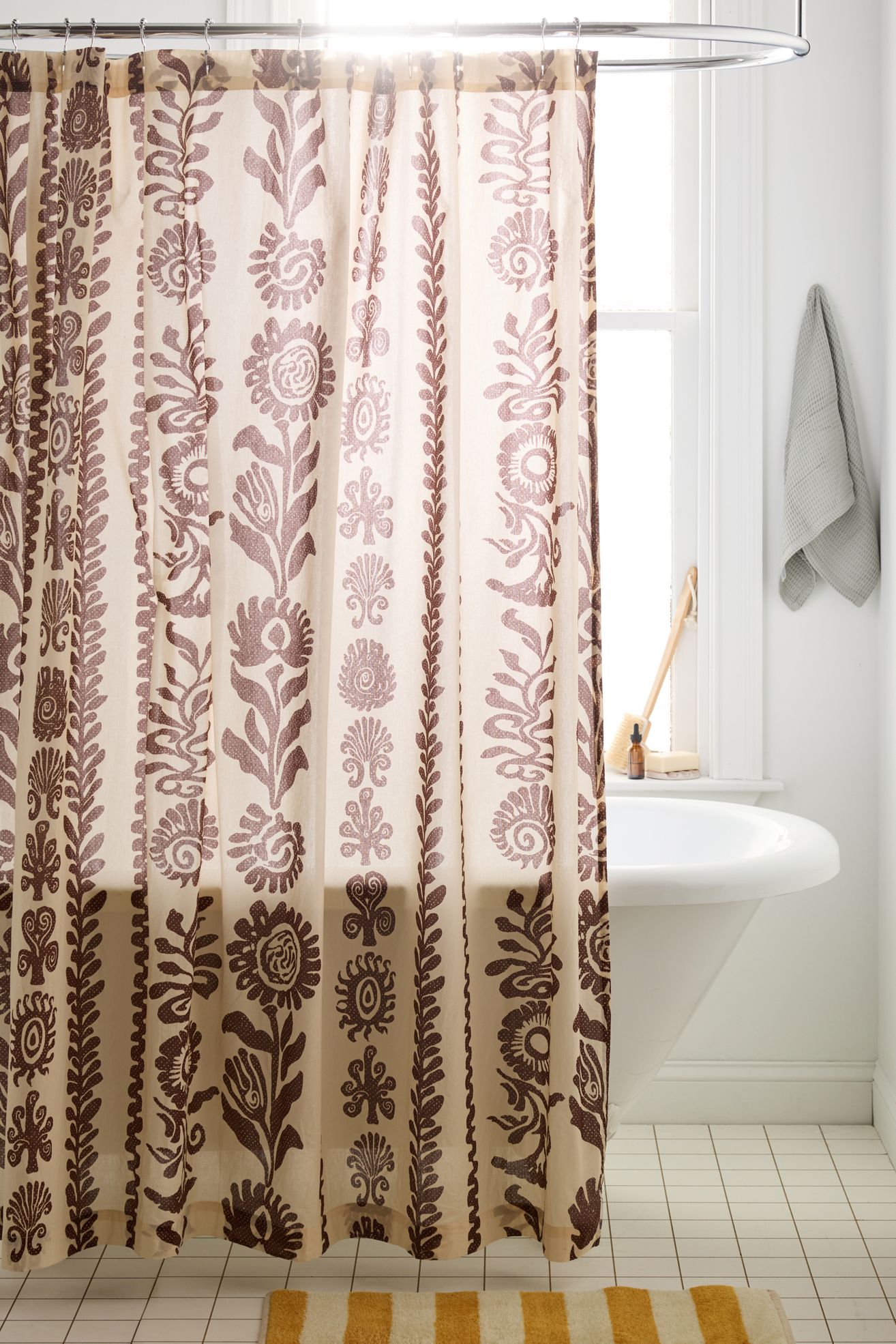 Mara Coastal Icon Striped Patterned Shower Curtain - Cream/Brown, ONE SIZE