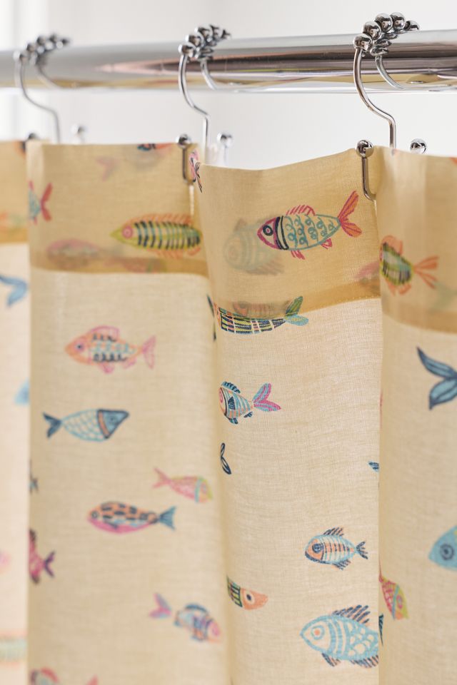Little Fish Patterned Shower Curtain #2