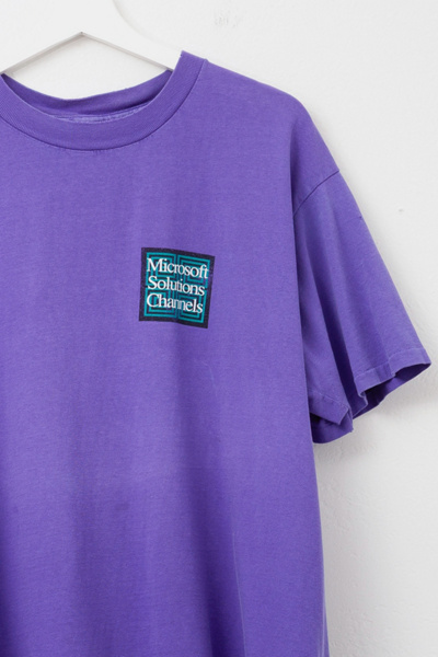 Vintage 1990s Distressed Microsoft Purple Graphic T-Shirt