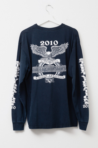 Vintage Y2K Distressed Street Vibrations Black Long Sleeve Graphic T-Shirt