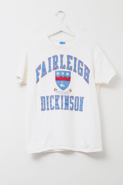Vintage 1990s Distressed Fairleigh Dickinson University Spell Out Graphic T-Shirt