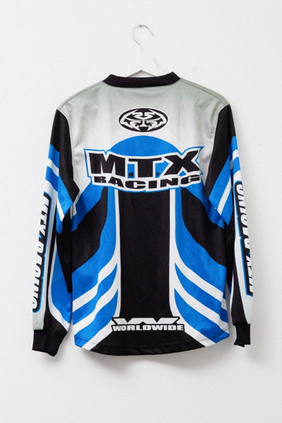Vintage 1990s MTX Racing All Over Print Blue Silver Motocross Jersey