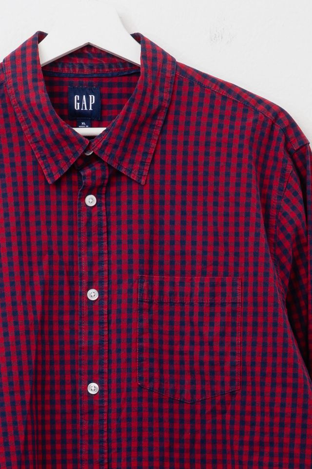 Vintage Y2K GAP Red Blue Checkered Cotton Button Up Shirt #1