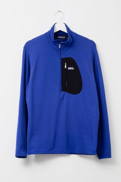 Vintage 1990s Patagonia Blue 1/4 Zip Long Sleeve Thermal Top
