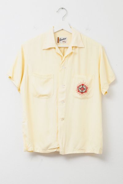 Vintage 1960s Hobby Jac Loop Collar Embroidered Short Sleeve Button Up Shirt