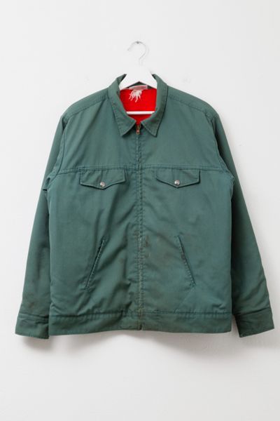 Vintage 1990s Distressed Dickies Red Fur Lined Work Jacket