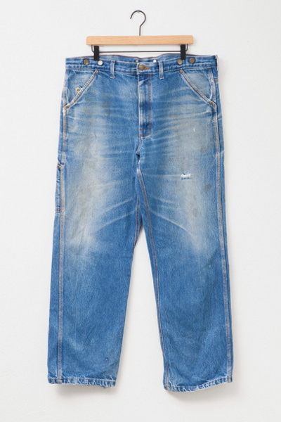Vintage 1990s Distressed Big Bill Oversized Carpenter Blue Denim Work Jeans