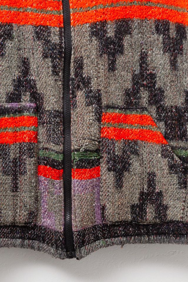 Vintage 1990s Distressed Orange Purple Sherpa Pattern Zipper Fleece #2