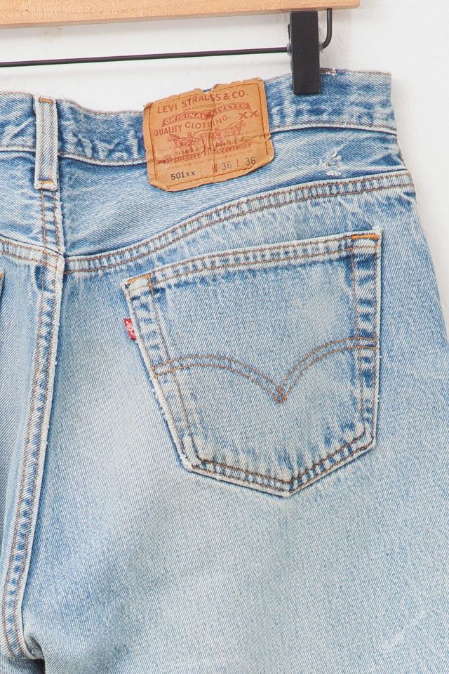 Vintage 1990s Levi’s® 501 XX Button Fly Distressed Faded Blue Denim Jeans #3