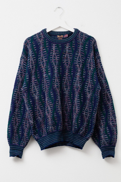 Vintage 1990s Purple Green Pattern Pullover Sweater