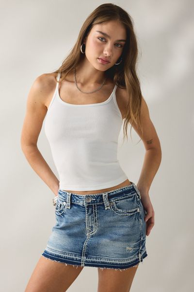 True Religion Sadie Super T Flap Denim Mini Skirt