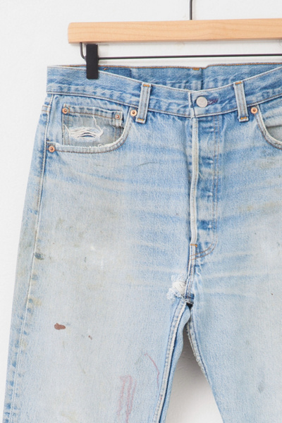 Vintage 1990s Levi’s® 501 XX Distressed Light Wash Denim Blue Jeans