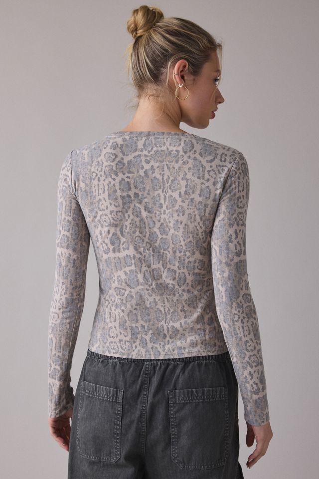 BDG Star Applique Graphic Leopard Print Long Sleeve Spill The Tee #4