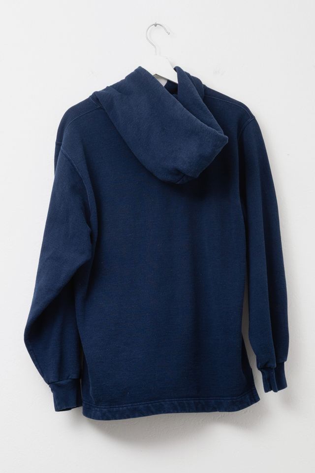 Vintage 1990s Champion Embroidered Script Logo Pullover Navy Blue Hoodie Sweatshirt #2