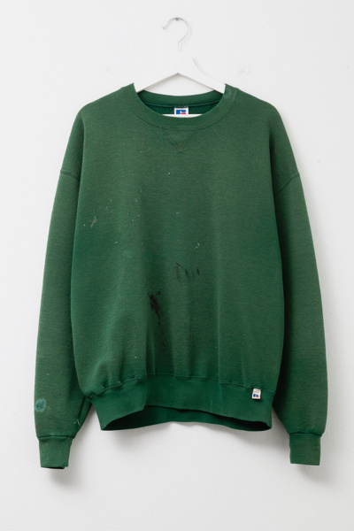 Vintage 1990s Distressed Russell Athletic V-Stitch Hunter Green