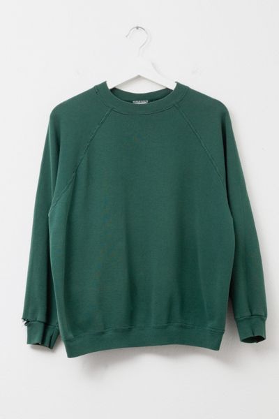 Vintage 1990s Distressed Green Raglan Crewneck Sweatshirt