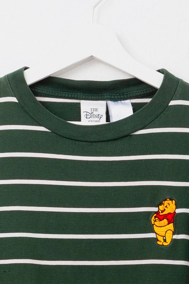 Vintage 1990s Disney Winnie the Pooh Embroidered Green Stripped T-Shirt #1