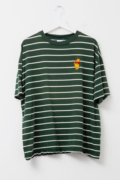 Vintage 1990s Disney Winnie the Pooh Embroidered Green Stripped T-Shirt