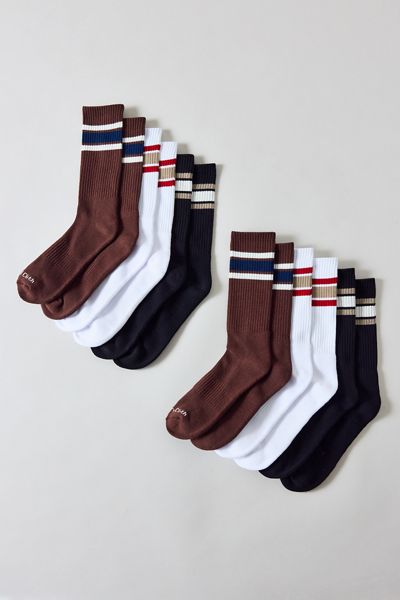 Standard Cloth Athletic Stripe Crew Socks 6-Pack