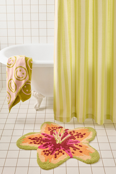 Urban Outfitters Tropical Flower Shaped Tufted Bath Mat In Orange At