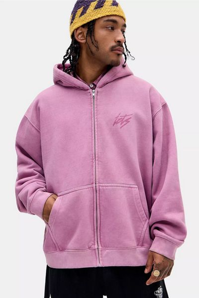 iets frans... Script Logo Washed Zip-Up Hoodie Sweatshirt