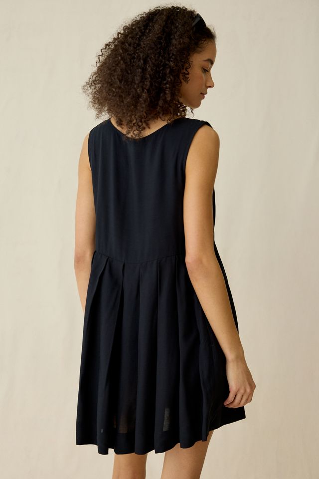 UO Popover Pleated Babydoll Mini Dress | Urban Outfitters