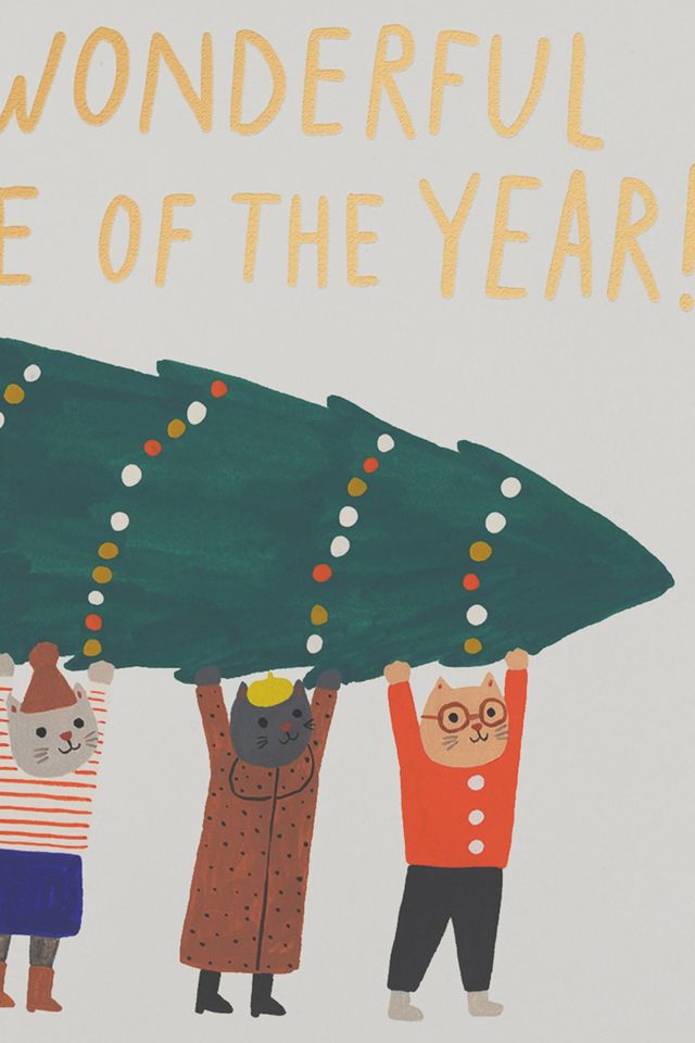 Red Cap Xmas Kitties Holiday Greeting Card #1