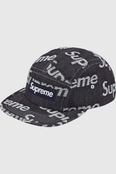 Supreme Jacquard Logos Denim Camp Cap | Urban Outfitters