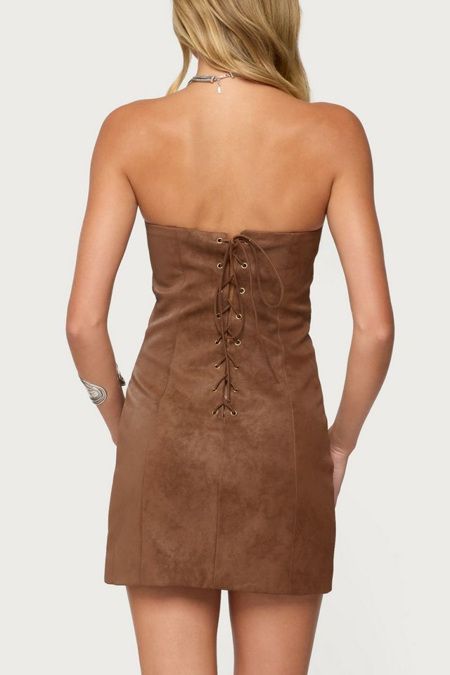 Edikted Carina Strapless Faux Suede Mini Dress #2