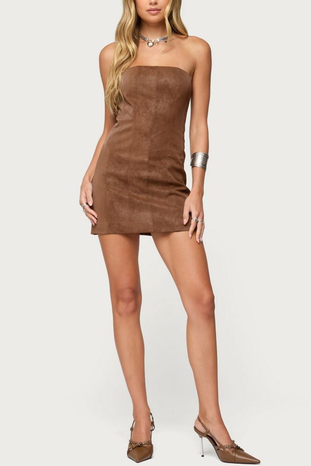 Edikted Carina Strapless Faux Suede Mini Dress #3