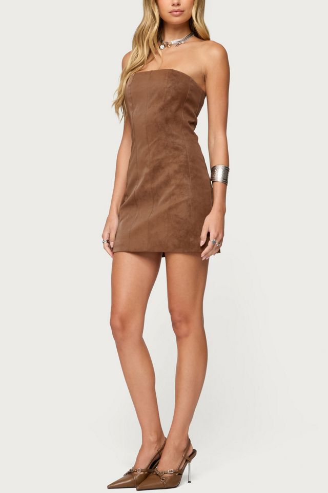 Edikted Carina Strapless Faux Suede Mini Dress #4