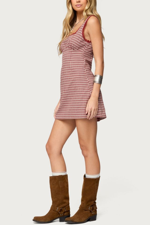 Edikted Clarren Lacey Gingham Mini Dress #3