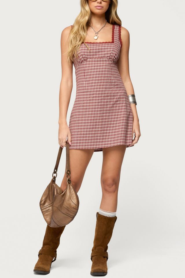 Edikted Clarren Lacey Gingham Mini Dress #4