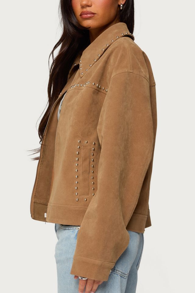 Edikted Memphis Studded Faux Suede Jacket #4