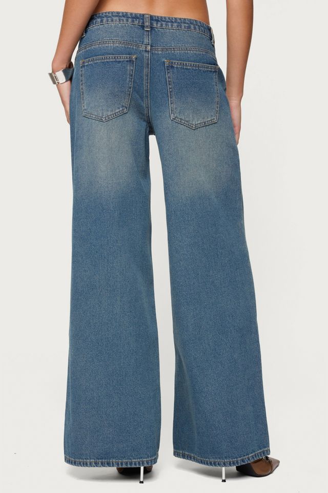 Edikted Double Buckle Low Rise Baggy Jeans #4