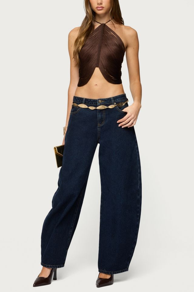 Edikted Hara Fringed Crisscross Backless Top #1