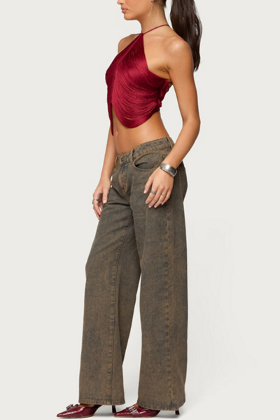 Edikted Hara Fringed Crisscross Backless Top