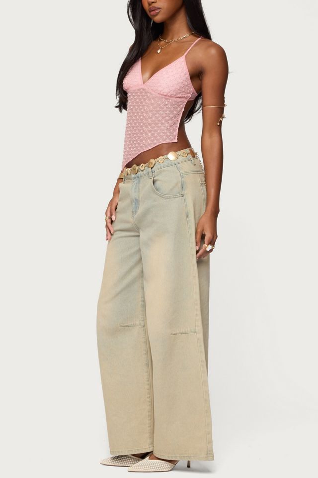 Edikted Beaded Mesh Asymmetric Backless Top #1