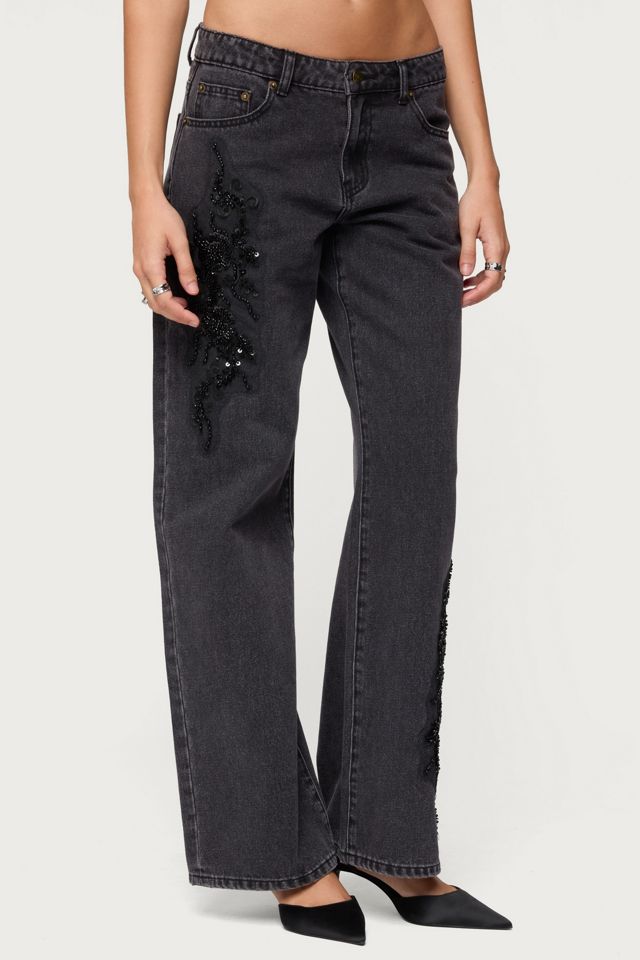 Edikted Rossa Beaded Low Rise Baggy Jeans #2