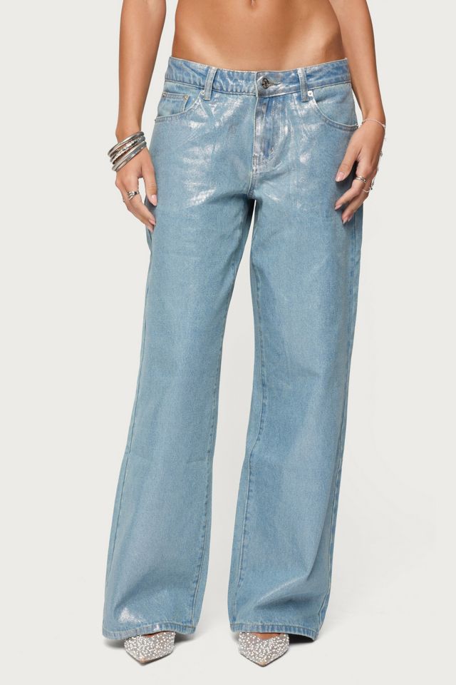 Edikted Jenney Shiny Low Rise Baggy Jeans #1