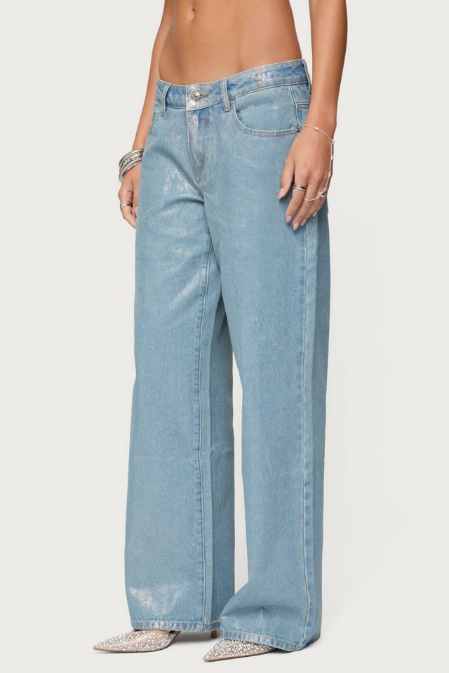 Edikted Jenney Shiny Low Rise Baggy Jeans #2