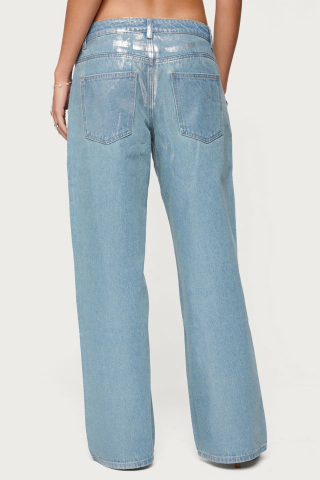 Edikted Jenney Shiny Low Rise Baggy Jeans #4