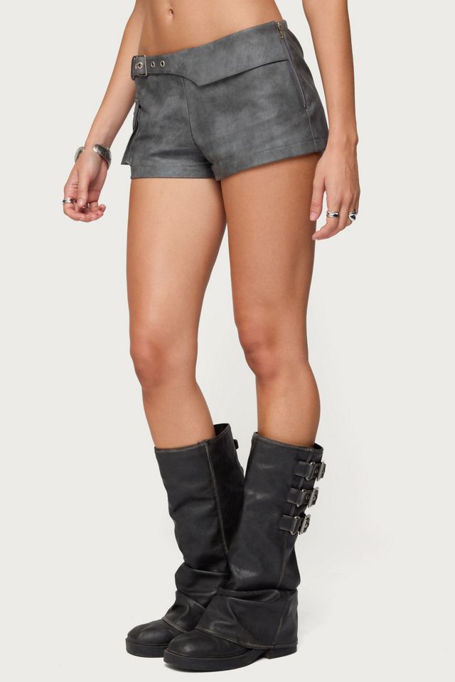 Edikted Houston Faux Leather Cargo Shorts #2