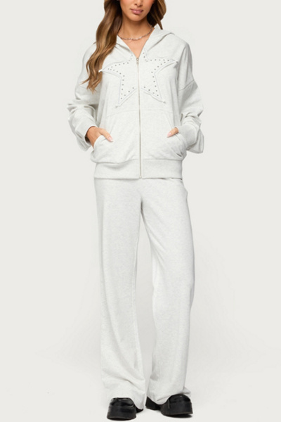 Edikted Briela Star Studded Zip Up Hoodie