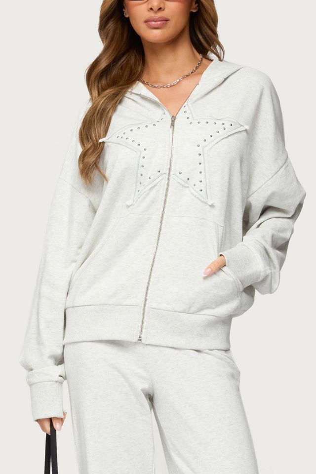 Edikted Briela Star Studded Zip Up Hoodie #3